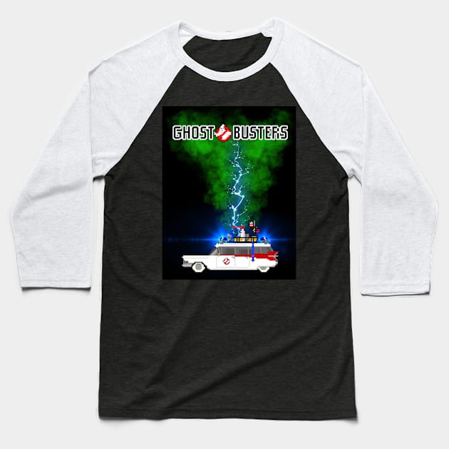 Ecto 1 Ghost Busters Baseball T-Shirt by TommySniderArt